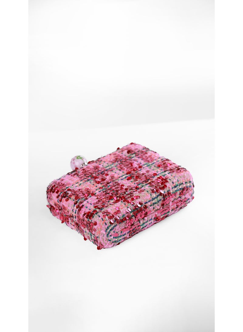 كيفيلي حقيبة سهرة بلون وردي مزهر - Image 5